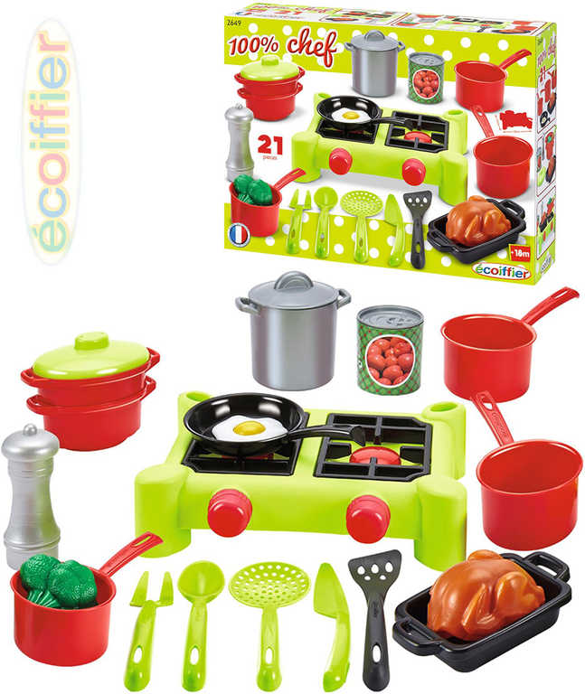 ecoiffier-baby-varic-velky-plastovy-set-21ks-s-nadobim-a-potravinami-v-krabici ECOIFFIER Baby-Kochset