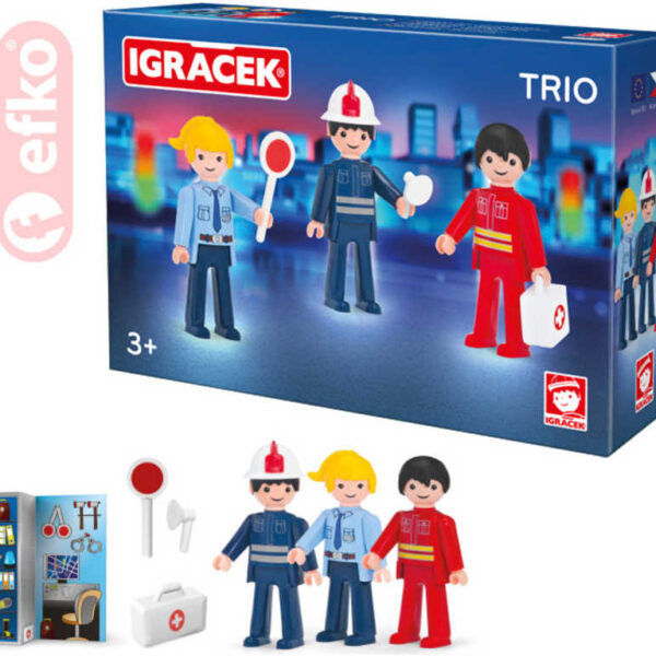 EFKO IGRÁČEK TRIO „Wir retten“ – Set mit 3 Figuren und Zubehör in einer Schachtel BAUSATZ