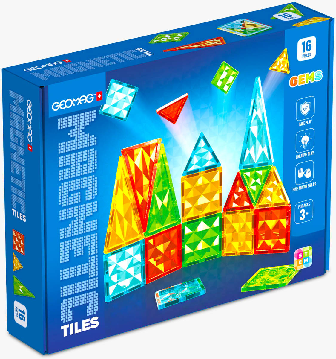 geomag-magnetic-tiles-gems-16-dilku-magneticka-stavebnice GEOMAG Magnetic Tiles Gems 16-teiliges magnetisches BAUSETT