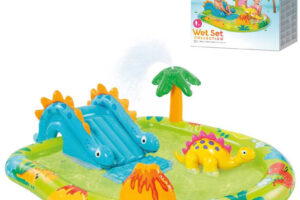 INTEX Aufblasbares Spielzentrum „Dinosaurier“ – Planschbecken mit Rutsche 57166