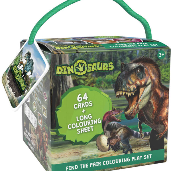 JIRI MODELS Reise-Memory „Dinosaurier“ + Malvorlagen in einer Box