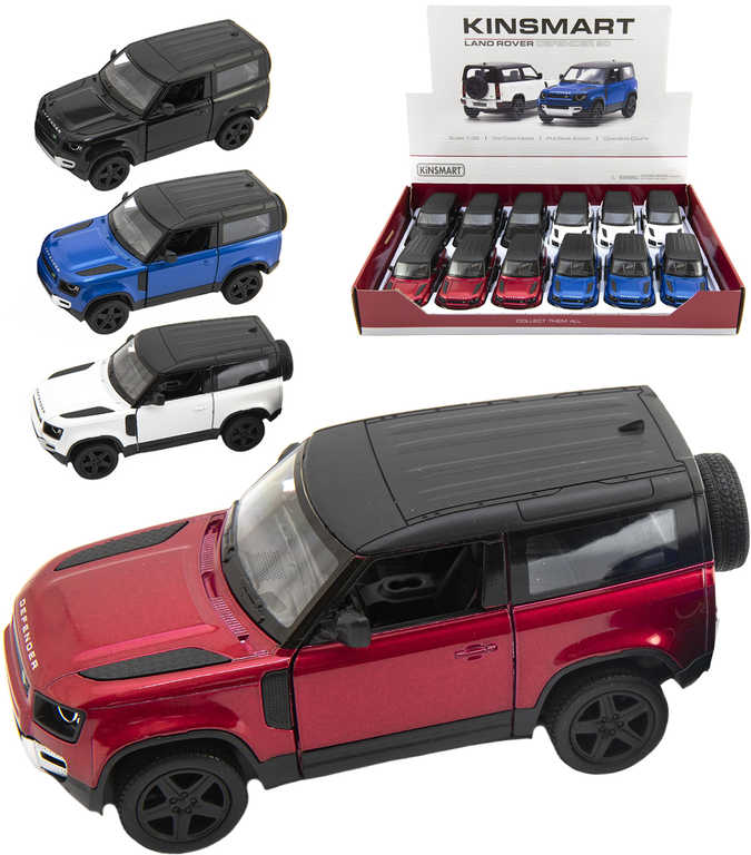 kinsmart-auto-model-1-36-land-rover-defender-90-kov-pb-13cm-4-barvy KINSMART Modellauto 1:36 Land Rover Defender 90 aus Metall PB 13 cm 4 Farben
