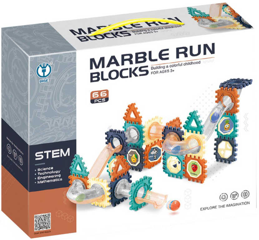kulickodraha-marble-run-blocks-2d-3d-stavebnice-66-dilku-v-krabici Kugelbahn Marble Run Blocks 2D/3D-Bausatz