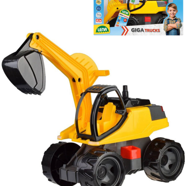 LENA Auto Bagger Giga Trucks gelb-schwarz Kunststoff 80 cm für den Sand