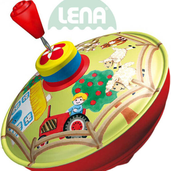 LENA Kinderspielzeug Kreisel „Wolf“ Bauernhof 13 cm Metall