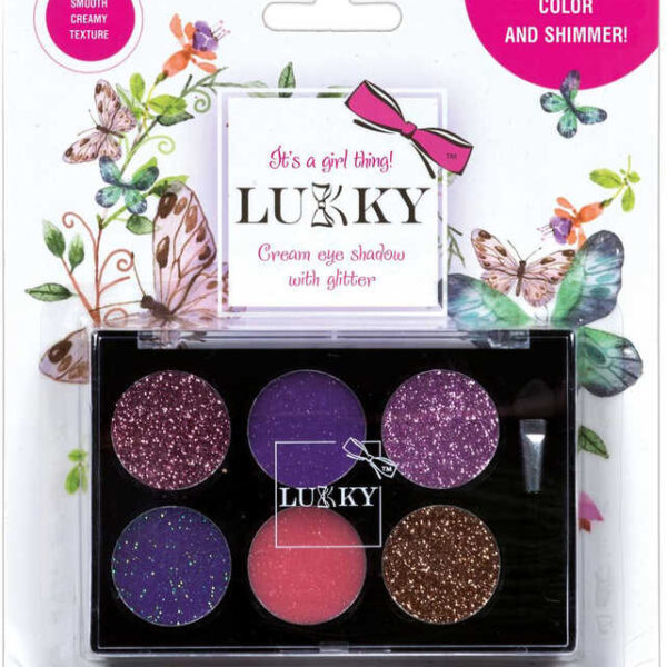 LUKKY Kinderaugen-Schatten-Palette mit Glitzer und Pinsel