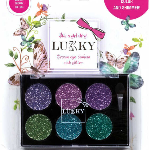 LUKKY Kinderschattenpalette mit Glitzer und Pinsel