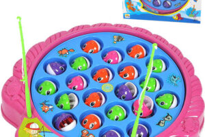 MAC TOYS Spiel „Hungrige Fischchen“ – Fischfang-Set mit vier Angelruten