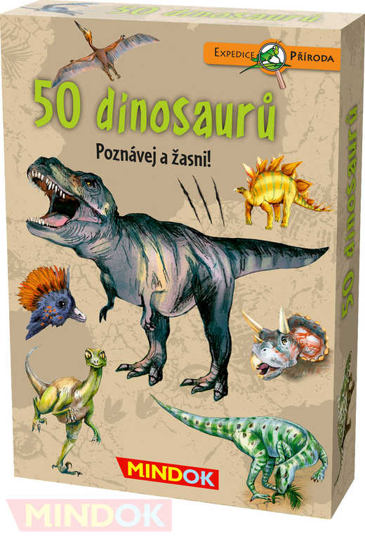 mindok-hra-kvizova-expedice-priroda-50-druhu-dinosauru-naucna MINDOK Quizspiel „Expedition Natur“: 50 Dinosaurierarten – Lernspiel