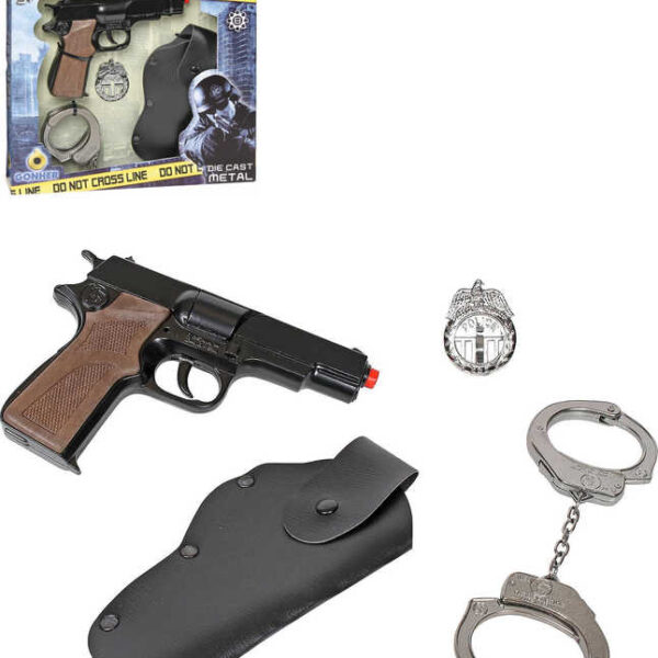 Polizei-Metallset „Spezialeinheit“ mit einer 8-Schuss-Kapselpistole