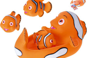 Fisch 20 cm + 3 kleine Fische – Mini Club Baby-Badeset für Babys
