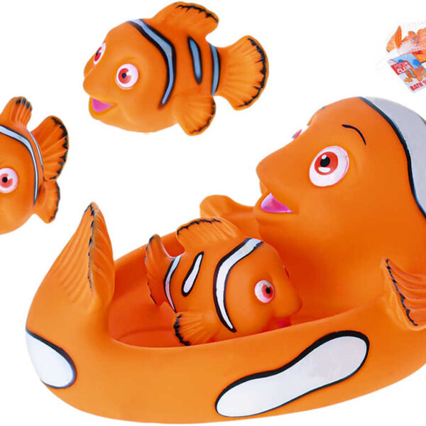 Fisch 20 cm + 3 kleine Fische – Mini Club Baby-Badeset für Babys