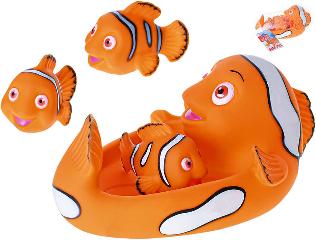 ryba-20cm-3-rybicky-mini-club-baby-sada-do-vany-na-koupani-pro-miminko Fisch 20 cm + 3 kleine Fische – Mini Club Baby-Badeset für Babys