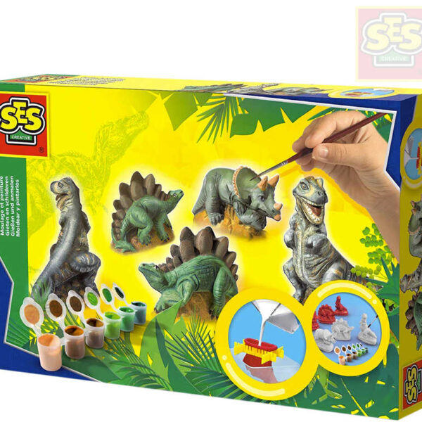 SES CREATIVE Gips-Dinosaurier – Kreativset zum Abformen aus Gummiformen