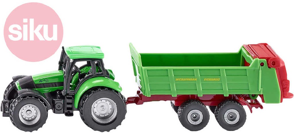 siku-model-traktor-s-vlekem-zeleny-kov SIKU Modelltraktor mit Anhänger