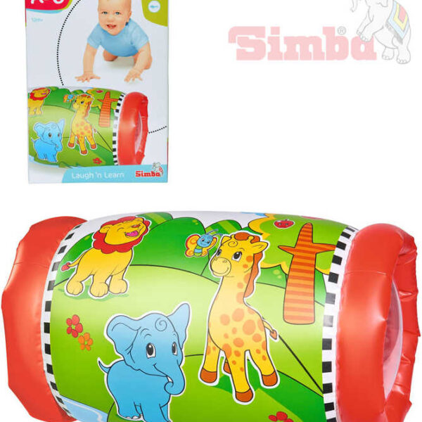 SIMBA Baby-Rasselrolle 44 x 25 cm mit Tiermotiven zur Krabbelunterstützung für Babys