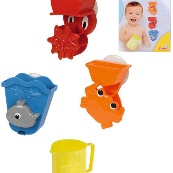 SIMBA Baby-Badeset für die Badewanne: 3 Tierchen mit Saugnapf und Wasserbecher