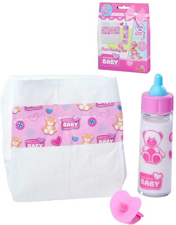 simba-new-born-baby-set-pro-panenku-miminko-dudlik-lahvicka-plinka-plenka SIMBA New Born Baby Set für Puppen