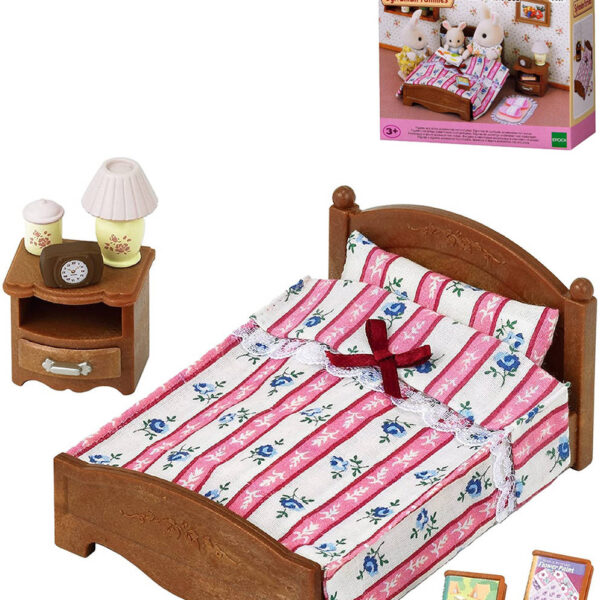 Sylvanian Families Doppelbett mit Nachttisch – Möbel-Ergänzung zu den Spielsets