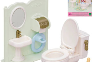 Sylvanian Families Badezimmer-Set mit Toilette – Ergänzung zu den Spielsets