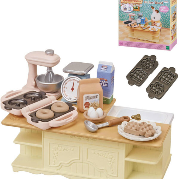 Sylvanian Families Kücheninsel mit Zubehör – Möbelzusatz zu den Spielsets