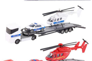 Teamsterz Metall-Sattelzug-Set mit Hubschrauber und PKW