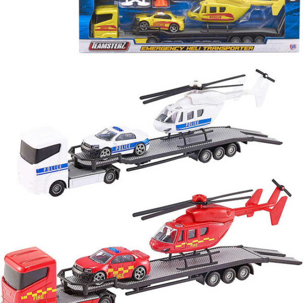 Teamsterz Metall-Sattelzug-Set mit Hubschrauber und PKW