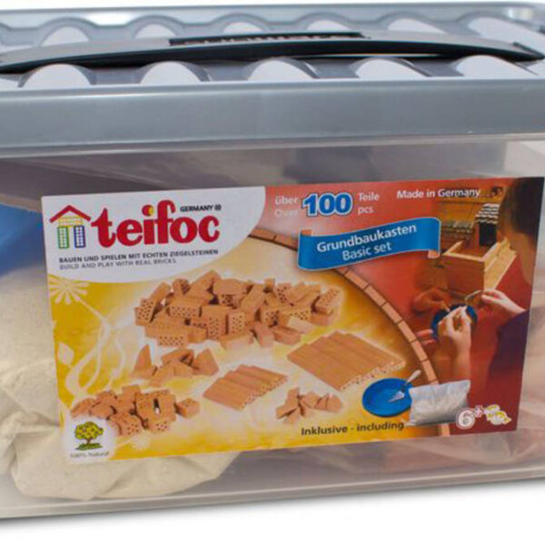 TEIFOC Starterset mit 100 gebrannten Ziegeln und Mörtel in einer Box 1000 BAUSATZ