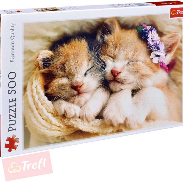 TREFL PUZZLE Foto „Schlafende Kätzchen“ 500 Teile 48 x 34 cm Puzzle 137271