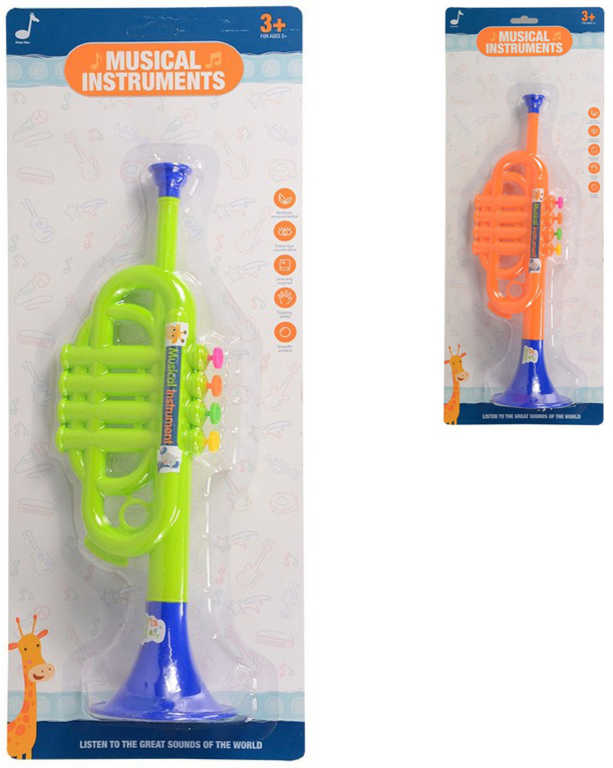 trumpetka-detska-barevna-35cm-plast-2-barvy Bunte Kindertrompete