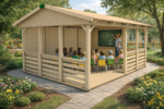 Gartenhäuschen mit Boden HEROLD A3344 mit Seiten- und Rückwand 14