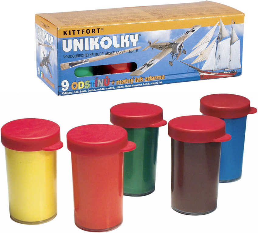 unikolky-modelarske-leskle-barvy-set-9-barev-matny-lak-zdarma-vodou-reditelne Unikolky Modellbaufarben