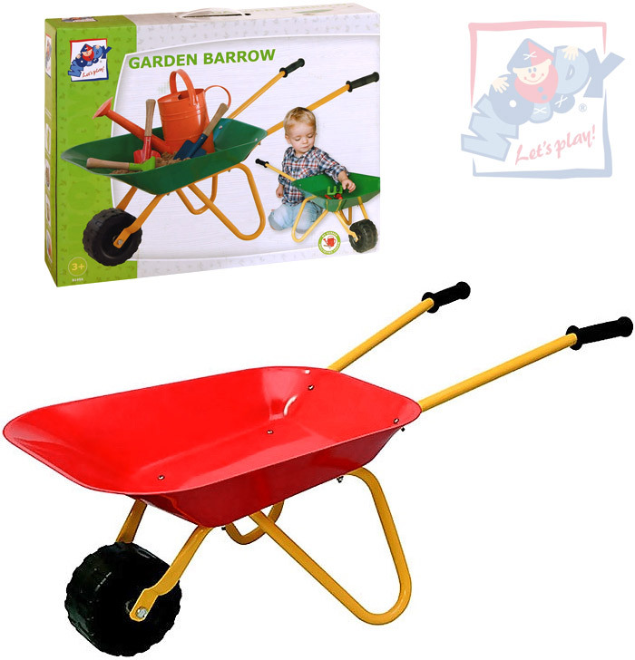 woody-detske-kolecko-kolecka-plechova-kovove-cervene-na-zahradu WOODY Kinder-Gartenkarre (Blechräder) aus