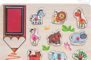WOODY HOLZ-Stempel-Puzzle „Exotische Tiere“ 2-in-1