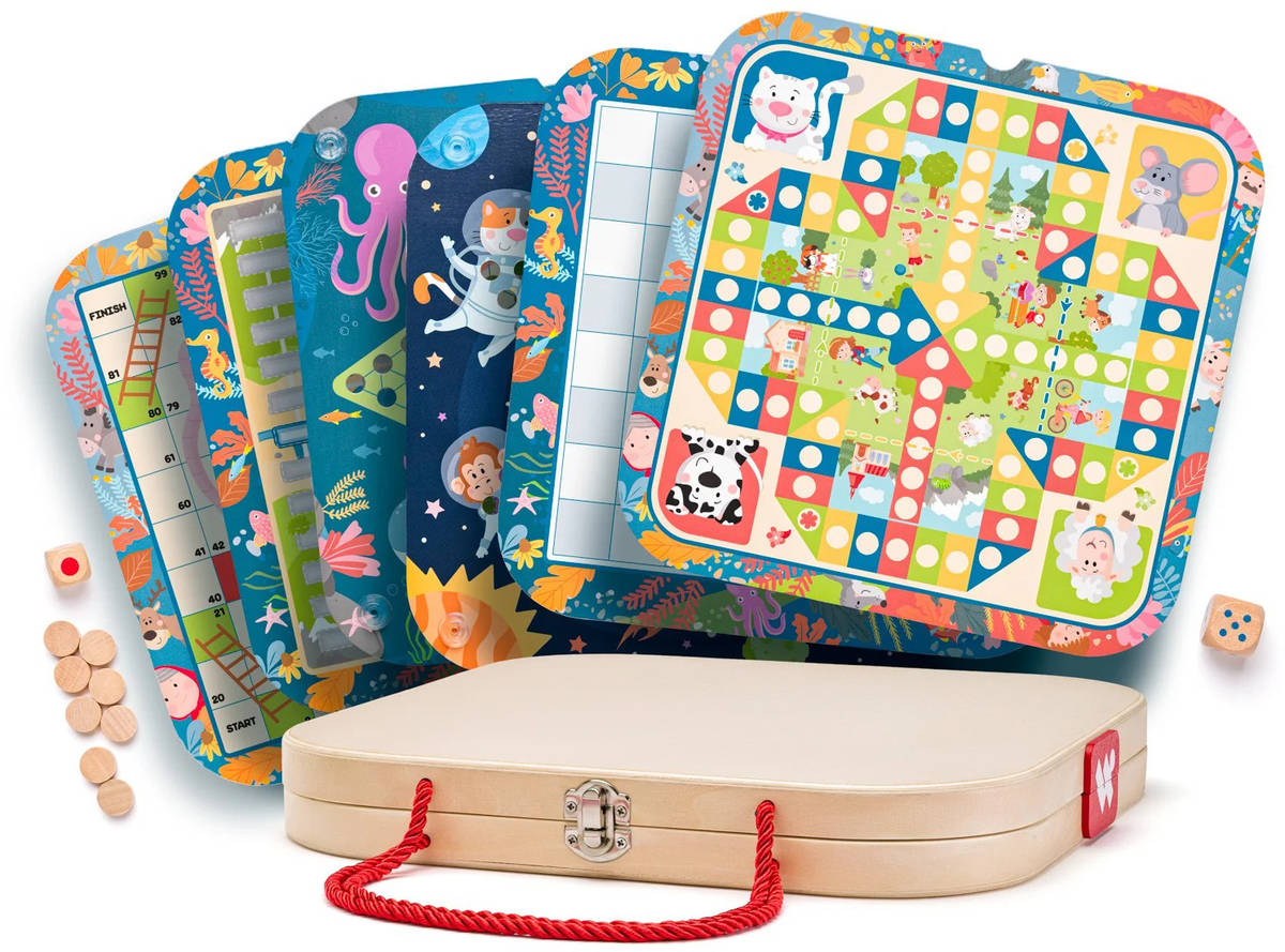 woody-drevo-soubor-her-v-kufriku-6v1 WOODY HOLZ Spieleset im Koffer 6-in-1