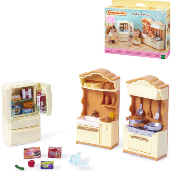Sylvanian Families Küchenzeile mit Kühlschrank – Möbel als Ergänzung zu den Spielsets