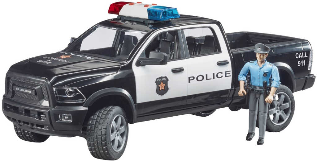 bruder-02505-auto-policie-dodge-ram-2500-s-figurkou-na-baterie-svetlo-zvuk BRUDER 02505 Dodge RAM 2500 Polizeiauto mit Figur
