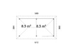 Gartenhaus Bianca 8,3 m² mit Schiebetüren mit Doppelverglasung (Set 505) – Bild 5