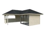 Gartenhaus mit Pergola „Bianca“, 24,9 m² (mit doppelt verglasten Schiebetüren) – Set 509 – Bild 7