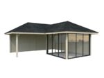 Gartenhaus mit Pergola „Bianca“, 24,9 m² (mit doppelt verglasten Schiebetüren) – Set 512 – Bild 7