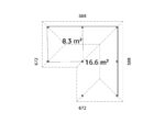 Gartenhaus mit Pergola „Bianca“, 24,9 m² (mit Schiebetüren) – Set 211 – Bild 6