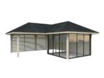 Gartenhaus mit Pergola „Bianca“, 24,9 m² (mit Schiebetüren) – Set 211 – Bild 7