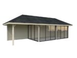 Gartenhaus mit Pergola „Bianca“, 24,9 m² (mit Schiebetüren) – Set 217 – Bild 7
