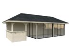 Gartenhaus mit Pergola „Bianca“, 24,9 m² (mit Schiebetüren) – Set 219 – Bild 7