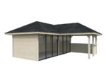 Gartenhaus mit Pergola „Bianca“, 24,9 m² (mit Schiebetüren) – Set 222 – Bild 8