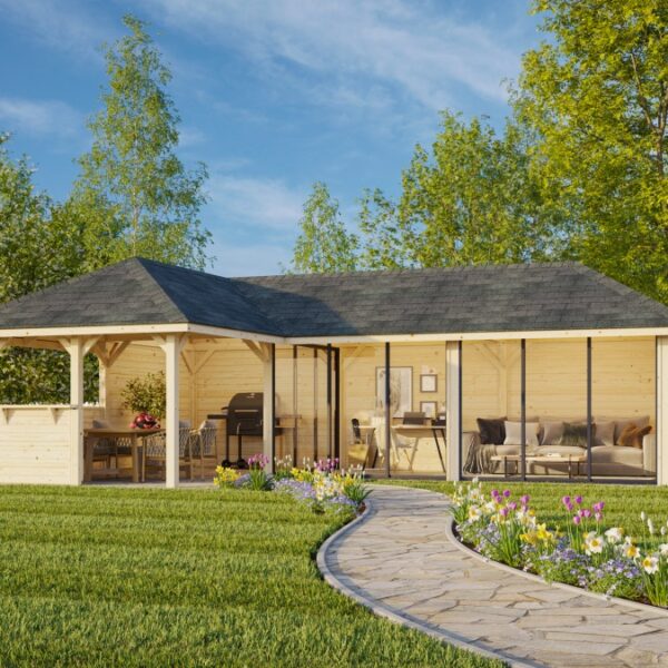 Gartenhaus mit Pergola „Bianca“
