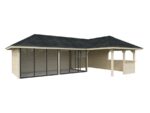 Gartenhaus mit Pergola „Bianca“, 33,2 m² (mit Schiebetüren) – Set 220 – Bild 8
