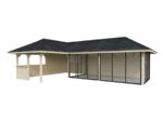 Gartenhaus mit Pergola „Bianca“, 33,2 m² (mit Schiebetüren) – Set 221 – Bild 7