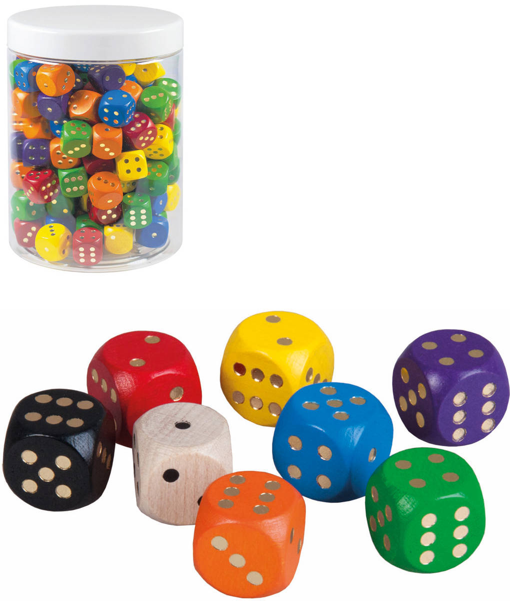 detoa-drevo-kostky-barevne-hraci-set-150ks-v-doze DETOA HOLZ Bunte Spielwürfel