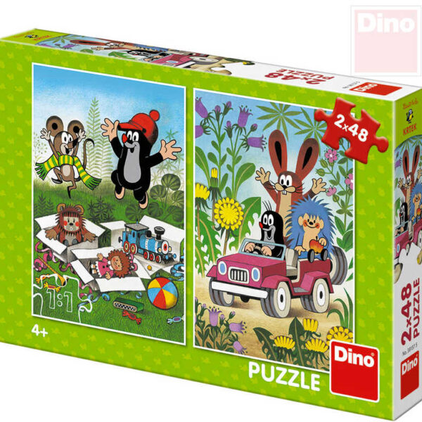 DINO Puzzle 2x48 Teile „Der Maulwurf freut sich“ (Krteček) 18x26